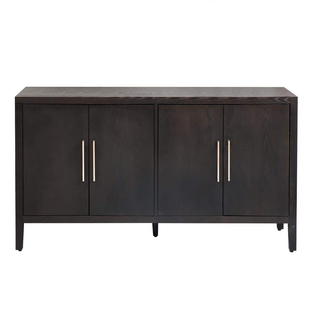 Unbranded 60 in. W x 15.7 in. D x 34.6 in. H Walnut Brown Linen Cabinet with 4 Doors and Adjustale Shelves (1)