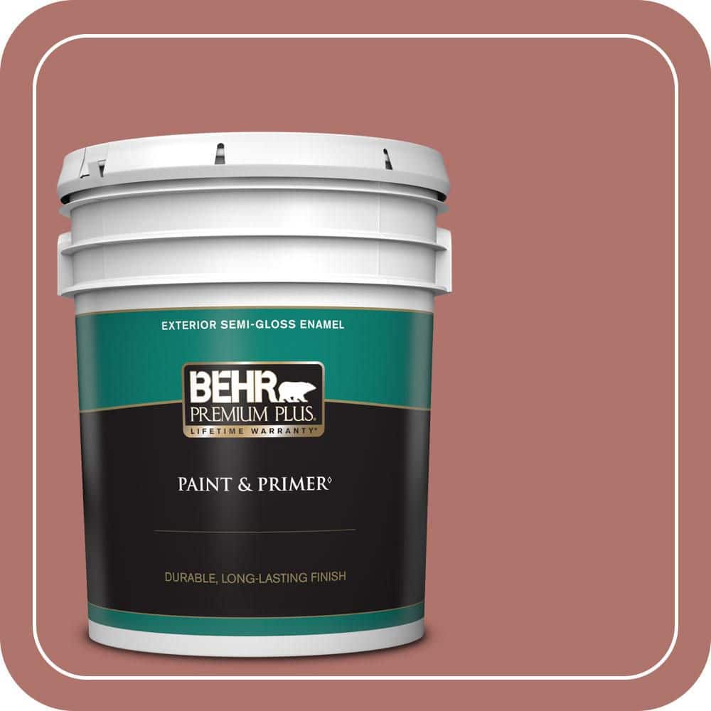 BEHR PREMIUM PLUS 5 gal. #PMD-81 Tandoori Spice Semi-Gloss Enamel Exterior Paint & Primer