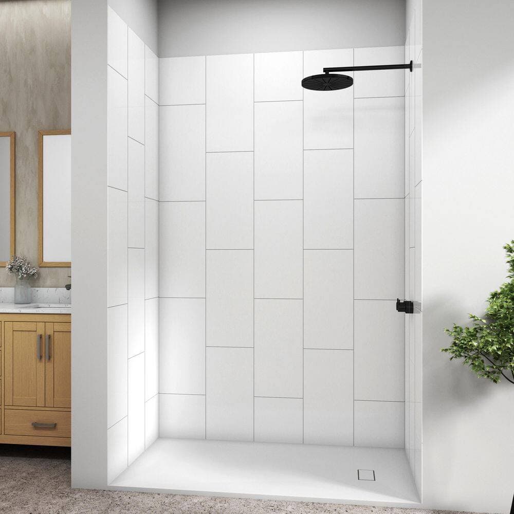 MEDUNJESS 60 in. L x 36 in. D x 96 in. H 3-Piece Glue Up Composite Alcove Shower Wall Set in Matte White (3)