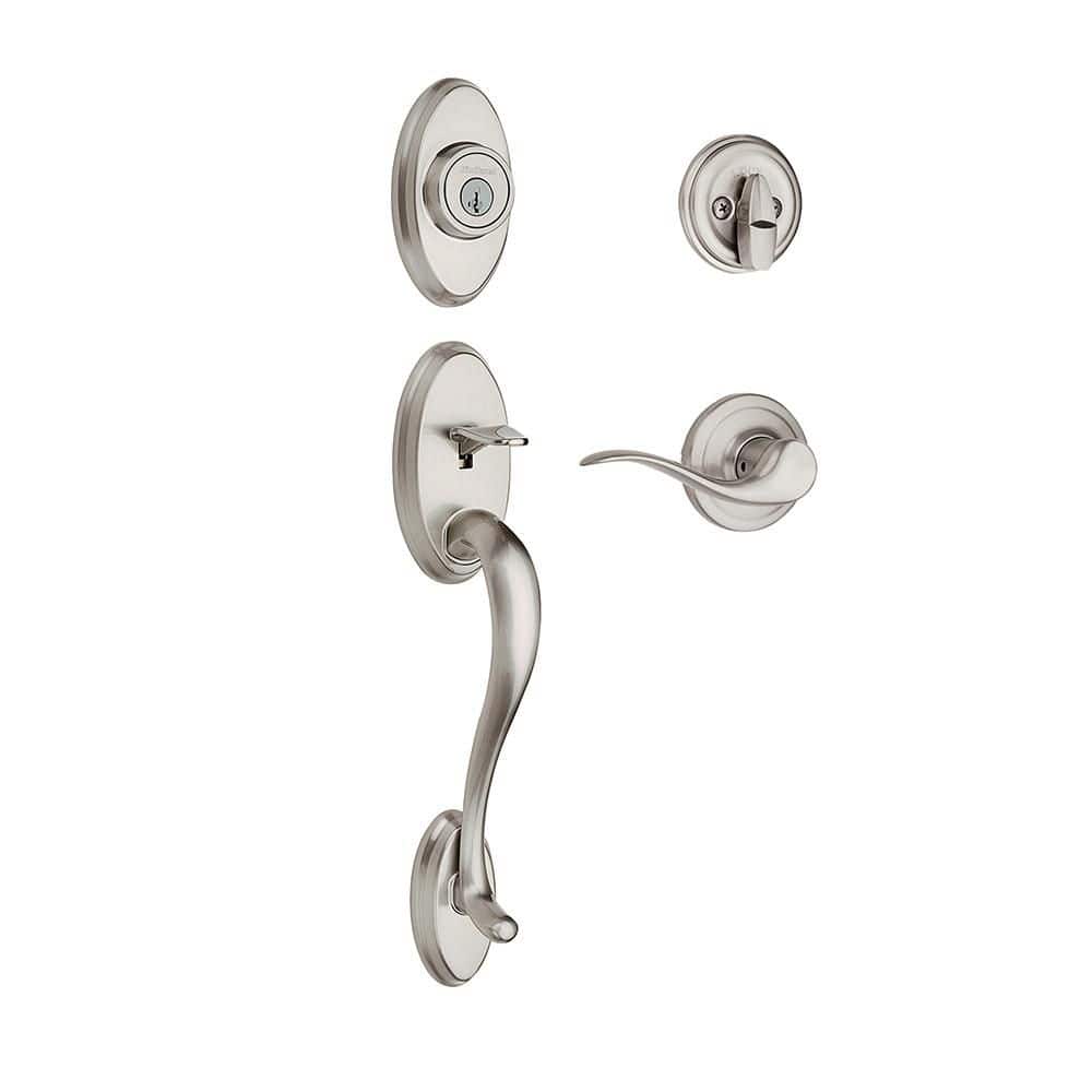 Kwikset Shelburne Satin Nickel Single Cylinder Keyed Entry Door Handleset with Tustin Handle Featuring Smartkey Security (1)