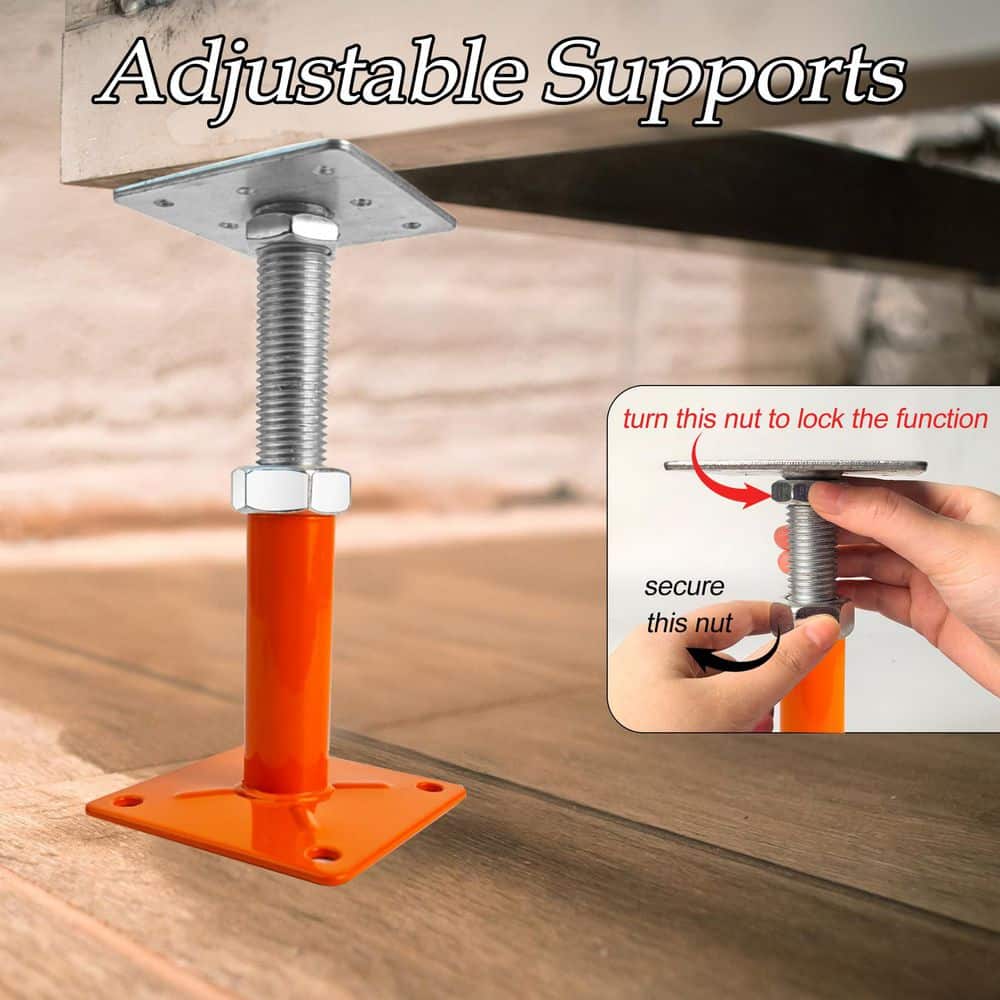 Laybus Orange Alloy Steel Painted Surface 5 in.-8 in. Mini Screw Jack Post Adjustable Deck Supports House Jacks for Leveling (3)
