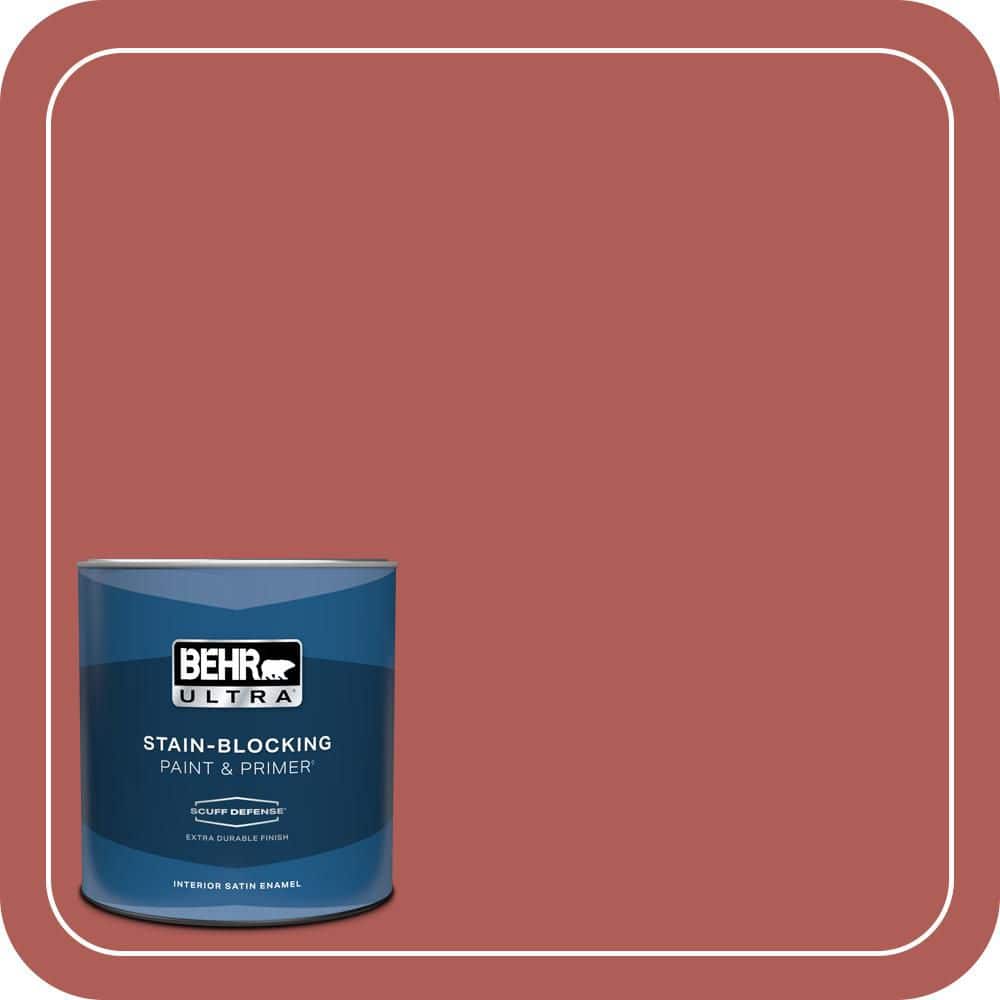 BEHR ULTRA 1 qt. #T12-1 Prairie Poppy Extra Durable Satin Enamel Interior Paint & Primer