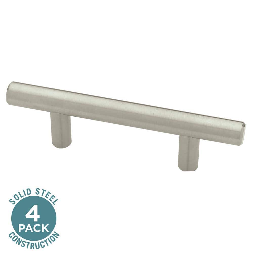 Liberty 4-Pack Solid Bar 5-1/16 in. (128 mm) Modern Cabinet Drawer Bar Pulls in Stainless Steel
