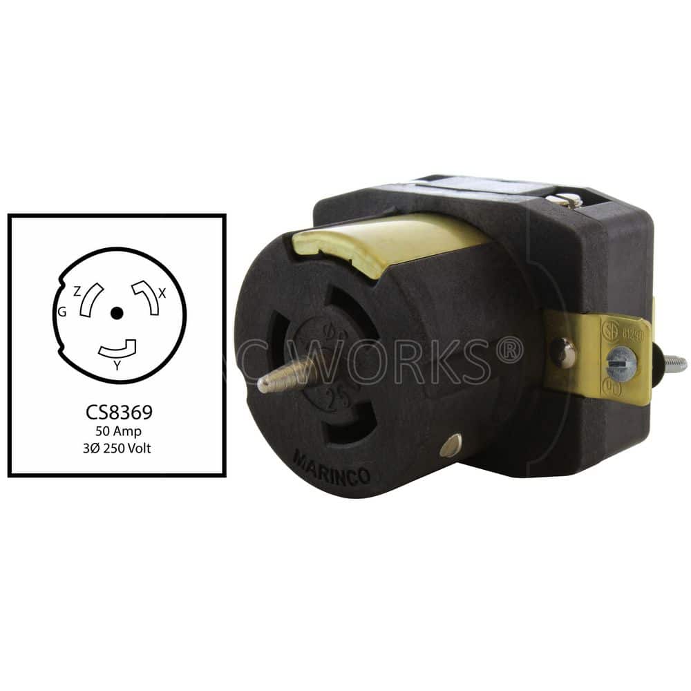 AC WORKS California Standard CS8369 50A 3-Phase 250V 4-Prong Locking Outlet (2)