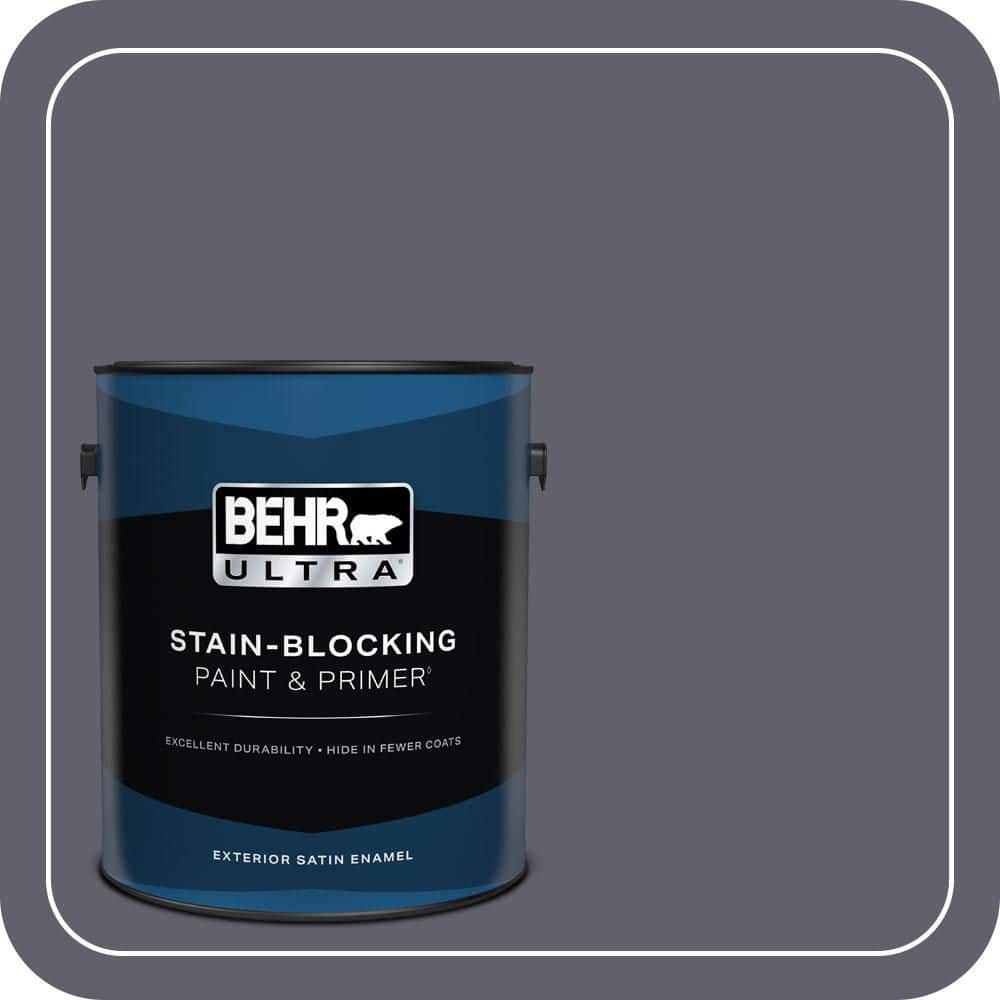 BEHR ULTRA 1 gal. #N540-6 Script Ink Satin Enamel Exterior Paint & Primer