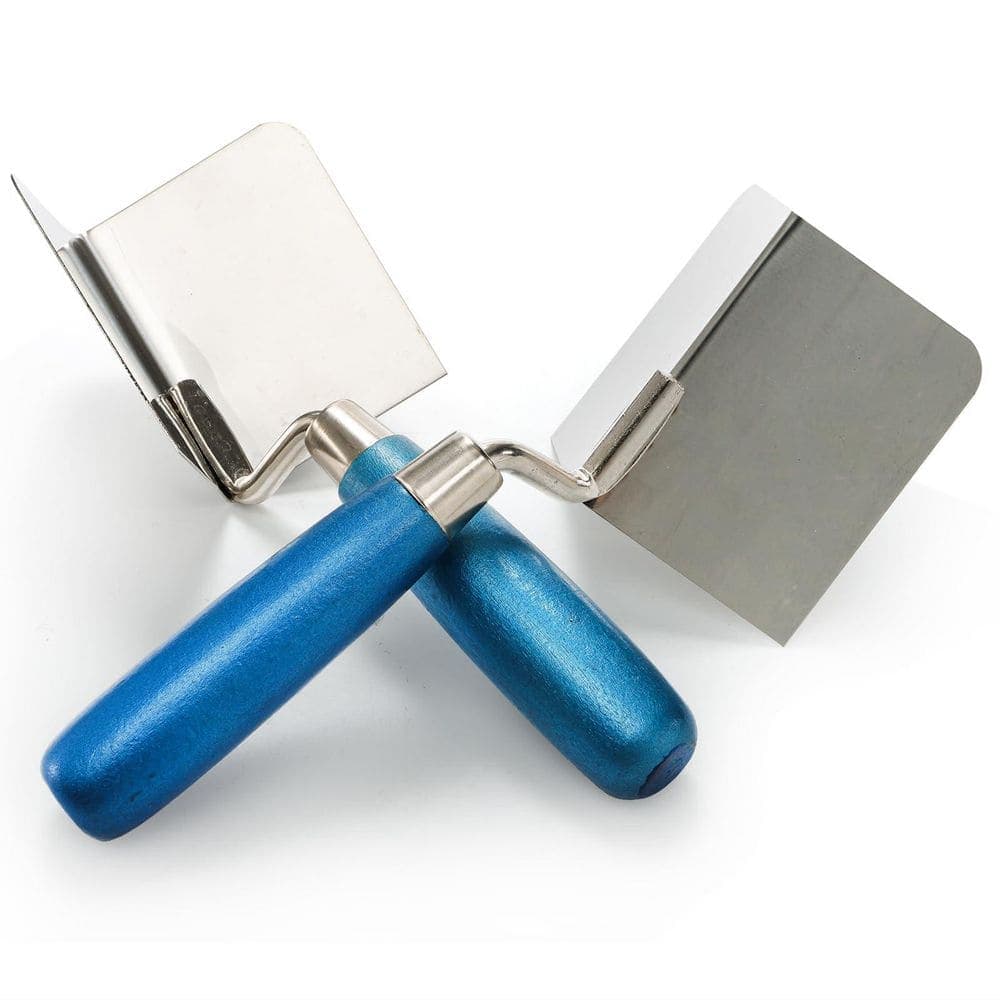 Laybus 5 in. x 4 in. 2 Pcs Drywall Corner Trowel Set, Inside and Outside Corner Knife for Plastering Bricklaying Corner (3)