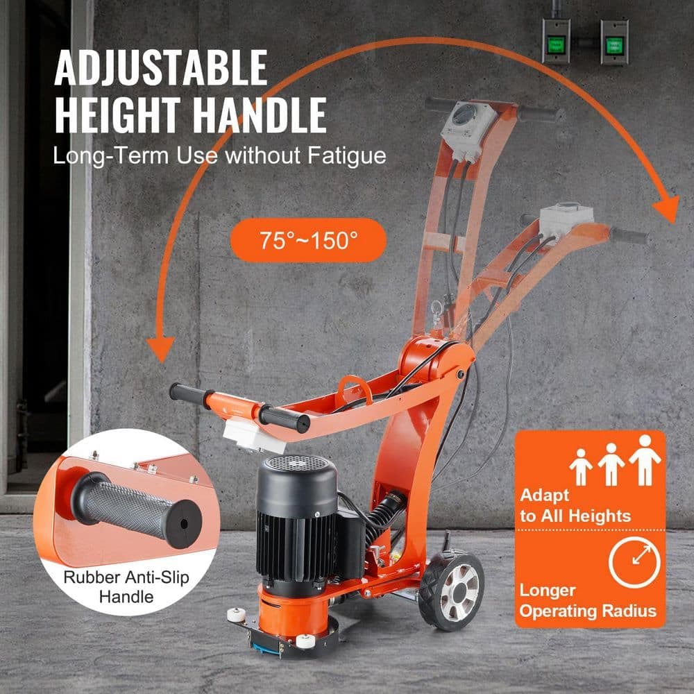 SKYSHALO Electric Concrete Floor Grinder 7 in. Walk-Behind Grinder 1.7HP Regulator Concrete Floor Polisher 1300W Grinding Machine (2)