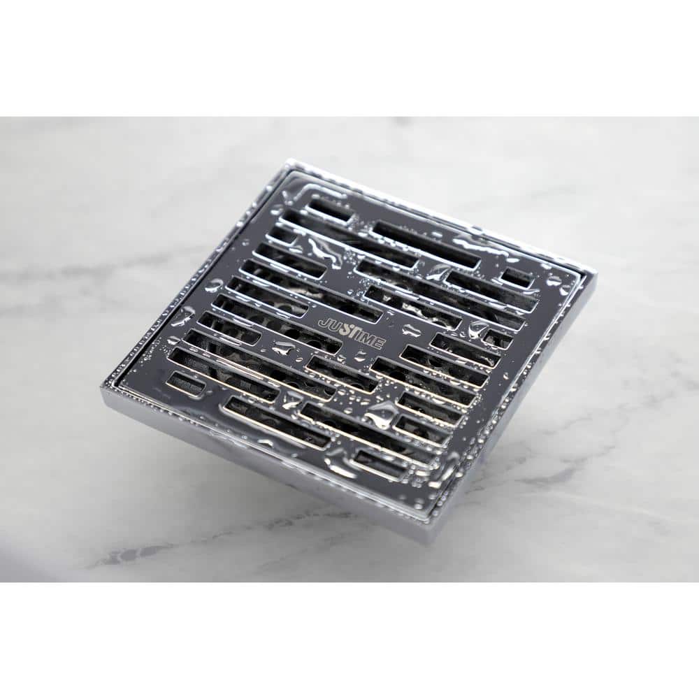 Kingston Brass Transit 4 in. Square Grid Shower Drain, Chrome (3)