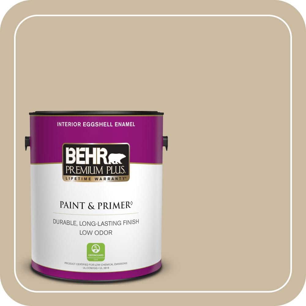 BEHR PREMIUM PLUS 1 gal. #MQ2-26 Windsor Tan Eggshell Enamel Low Odor Interior Paint & Primer