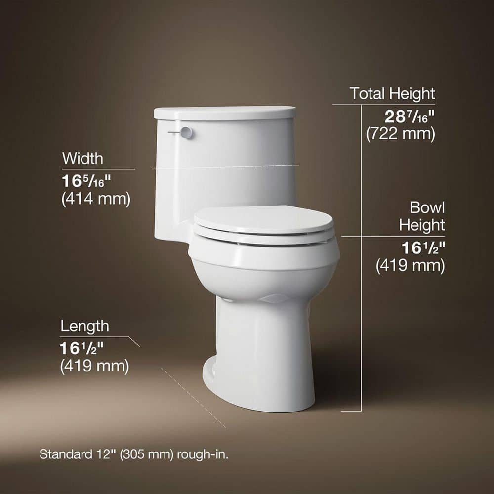 KOHLER Adair 12 in. Rough In 1-Piece 1.28 GPF Single Flush Elongated Toilet in White Seat Included (2)
