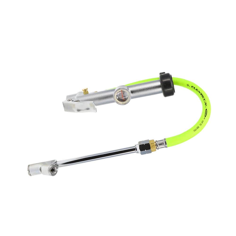 Flexzilla Dual Foot Tire Inflator with 12 in. Hose, Glass Sight Gauge, Deflator Control