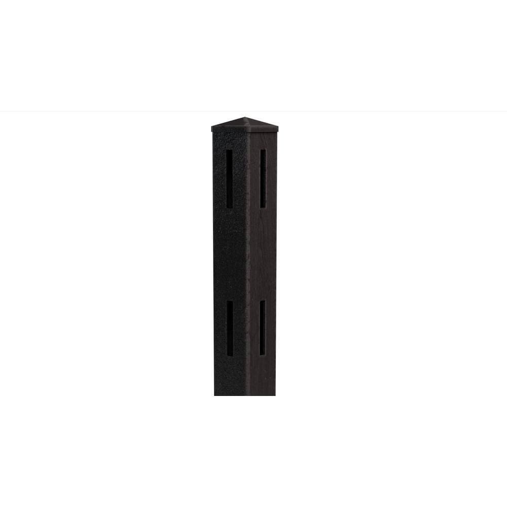Natures Composites Composite 2-Rail Corner Post with Post Cap for Traditional Ranch Rail System (5 in. x 5 in. x 50 in. L) Raven (Black) (2)