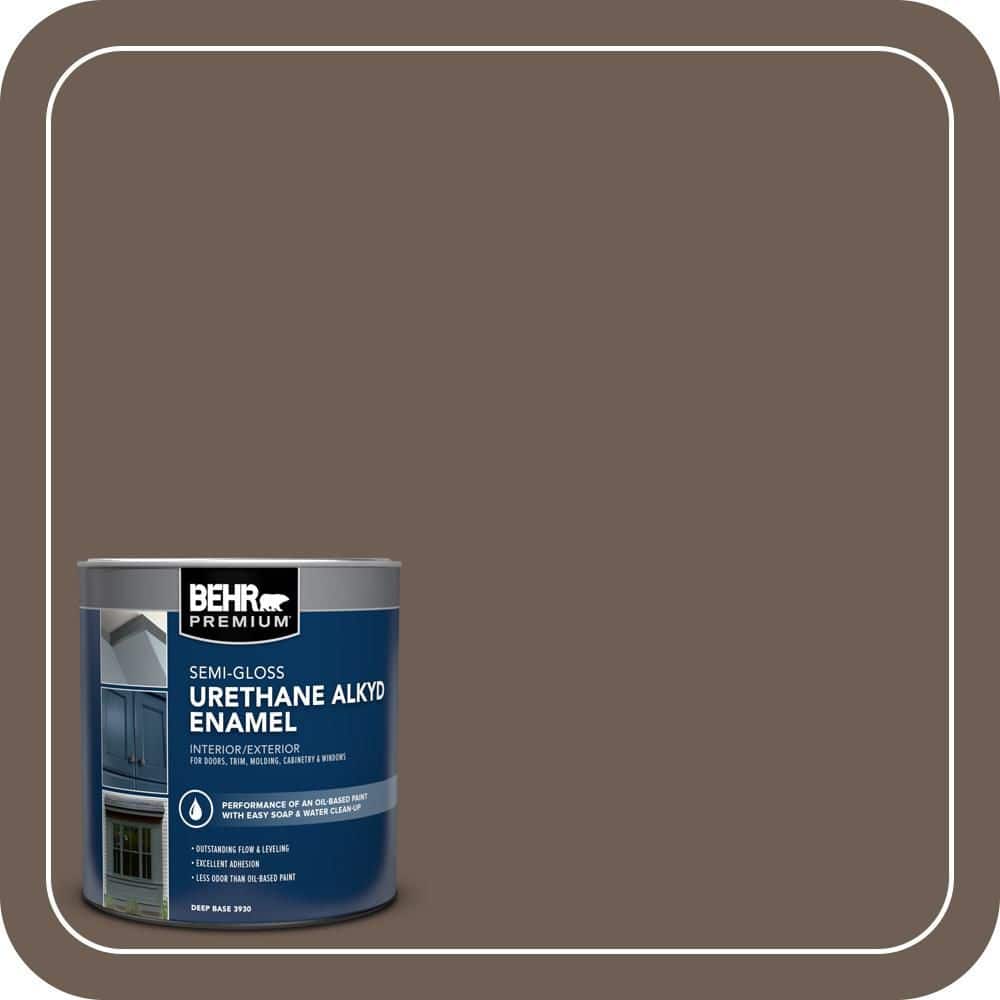 BEHR PREMIUM 1 qt. #N210-6 Swiss Brown Semi-Gloss Enamel Urethane Alkyd Interior/Exterior Paint (1)