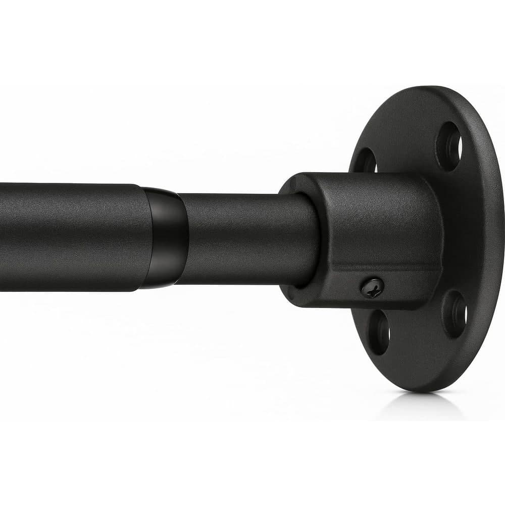 KHKFY Heavy Duty Wall Mounted Shower Curtain Rod, Adjustable 28-76 Inch, Industrial Matte Black, for Bathroom and Room Divider (1)