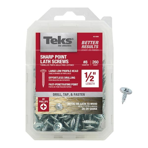 Teks 8 x 1/2 in. Phillips Truss Head Sharp Point Lath Screws (260-Pack)