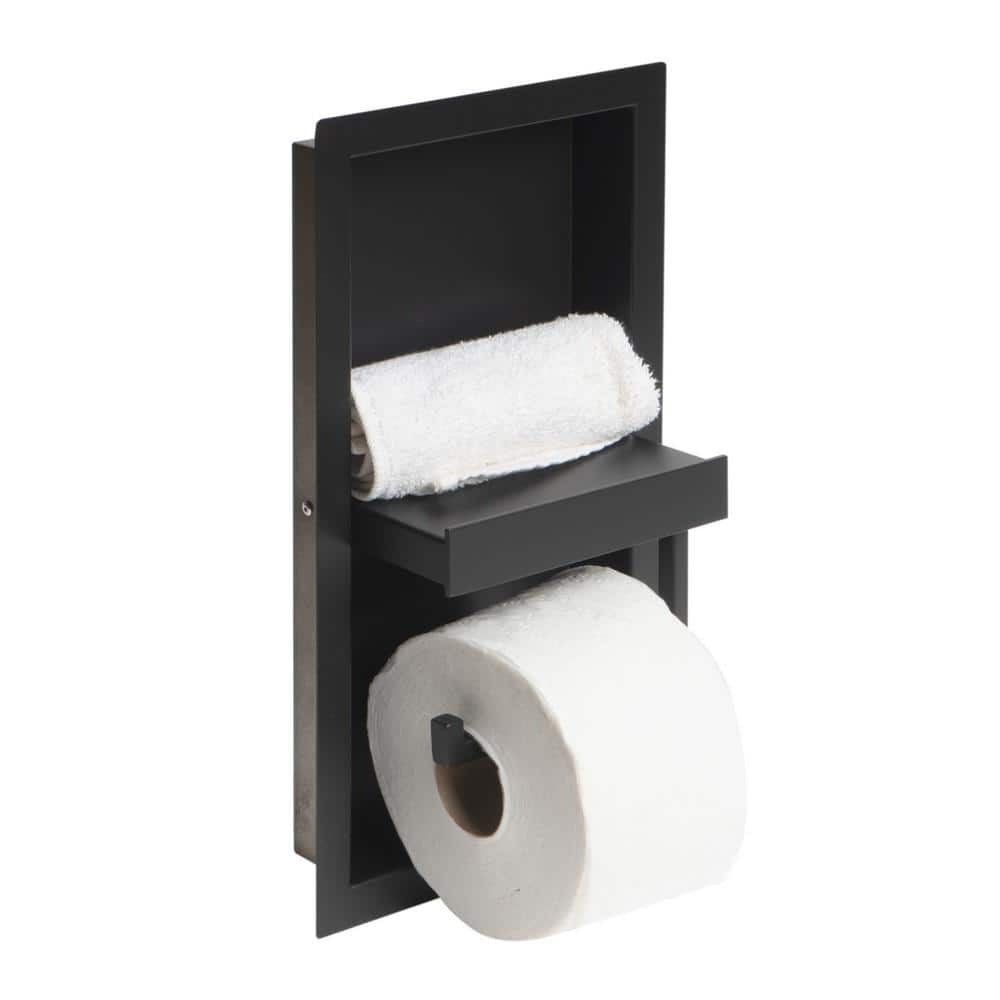 ALFI BRAND Matte Black 14.5 in. x 10 in. x 1.75 in. Stainless Steel Bathroom Niche (2)