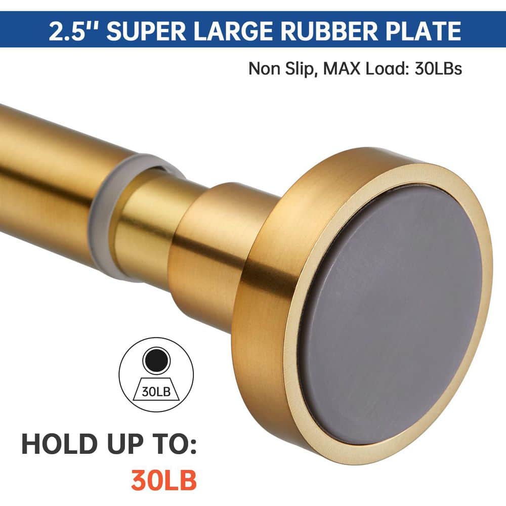 Wudkey 43 in. to 73 in. Adjustable Metal Steel Tension Shower Curtain Rod, Non-Slip Spring Tension Shower Rod in Gold (3)