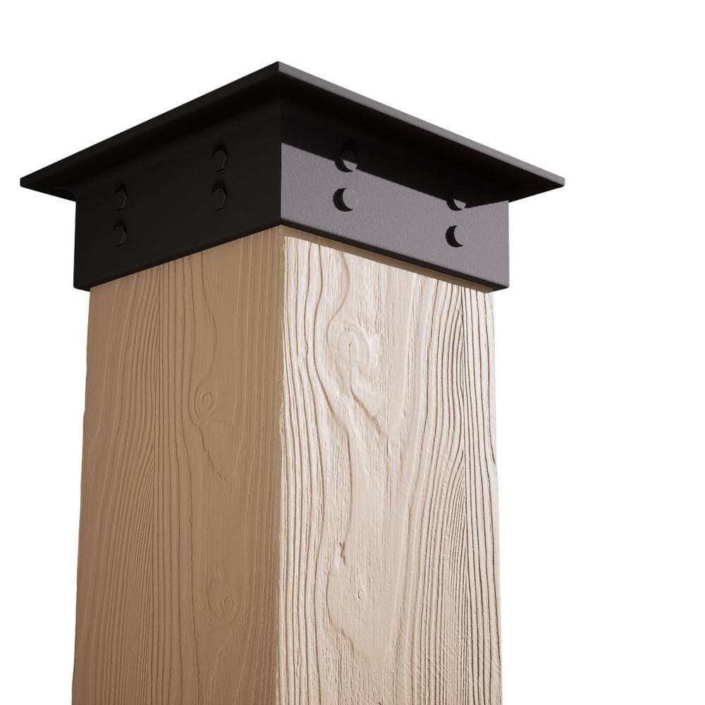 Ekena Millwork Endurathane Faux Wood Non-Tapered Square Column Wrap with Faux Iron Capital and Base (3)