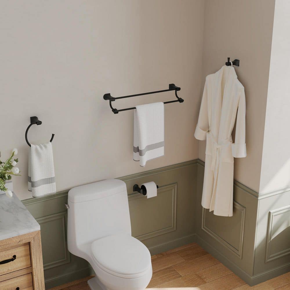 EVERSTEIN 4-Piece Bath Hardware Set with Towel Hook, Towel Rack, Towel Ring, Paper Towel Holder (2)
