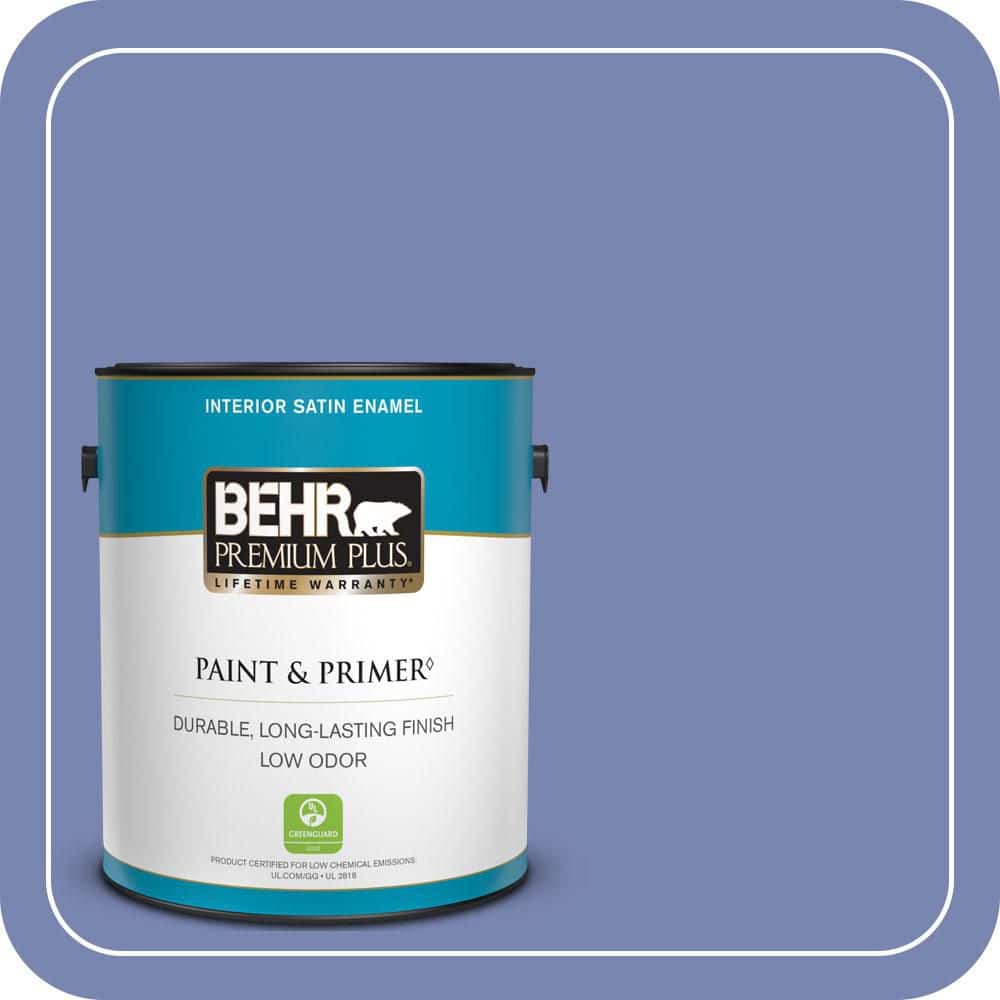 BEHR PREMIUM PLUS 1 gal. #610B-5 Corsican Purple Satin Enamel Low Odor Interior Paint & Primer