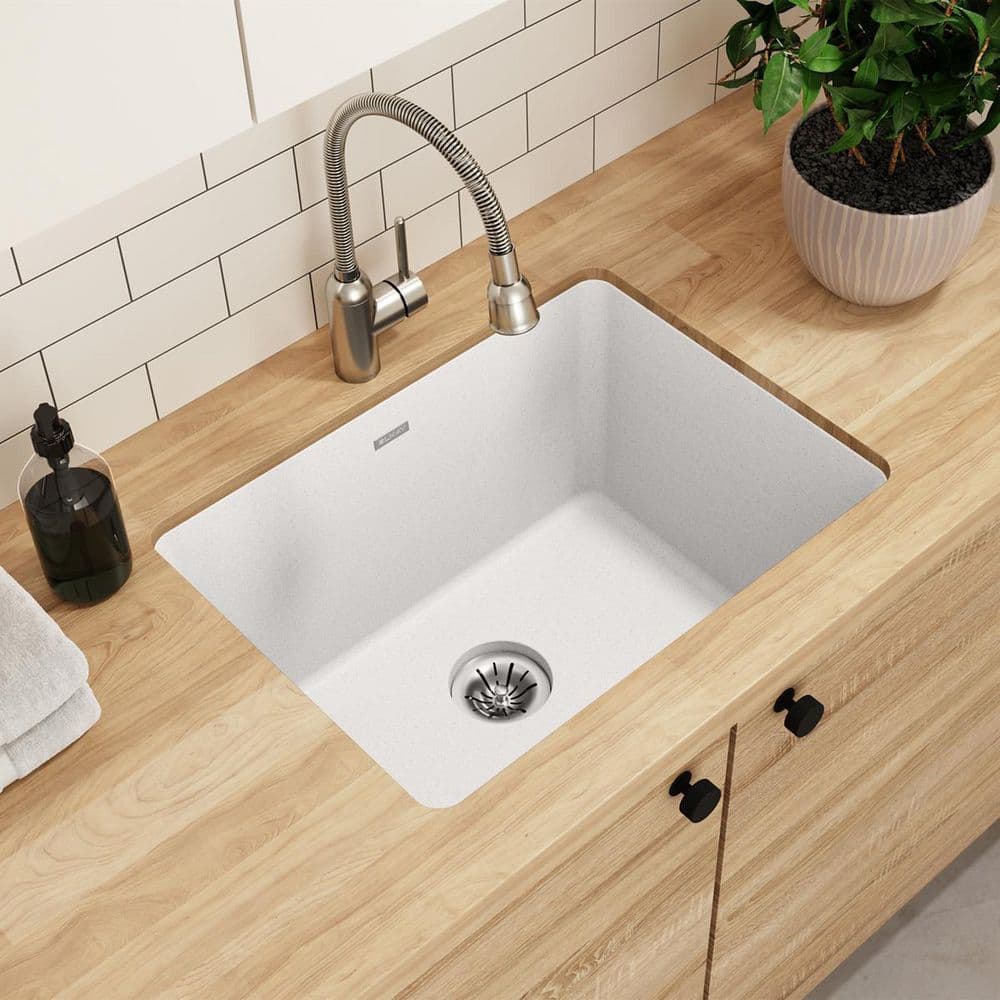 Elkay Quartz Classic 25 in. D x 18.5 in. W Undermount Single Bowl Laundry/Utility Sink in White with Perfect Drain (3)