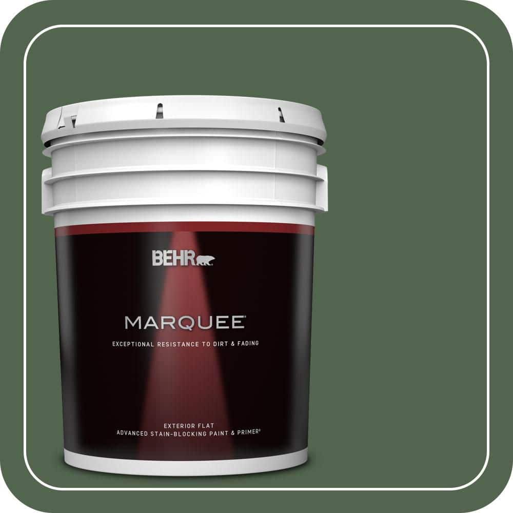 BEHR MARQUEE 5 gal. #S410-7 Equestrian Green Flat Exterior Paint & Primer