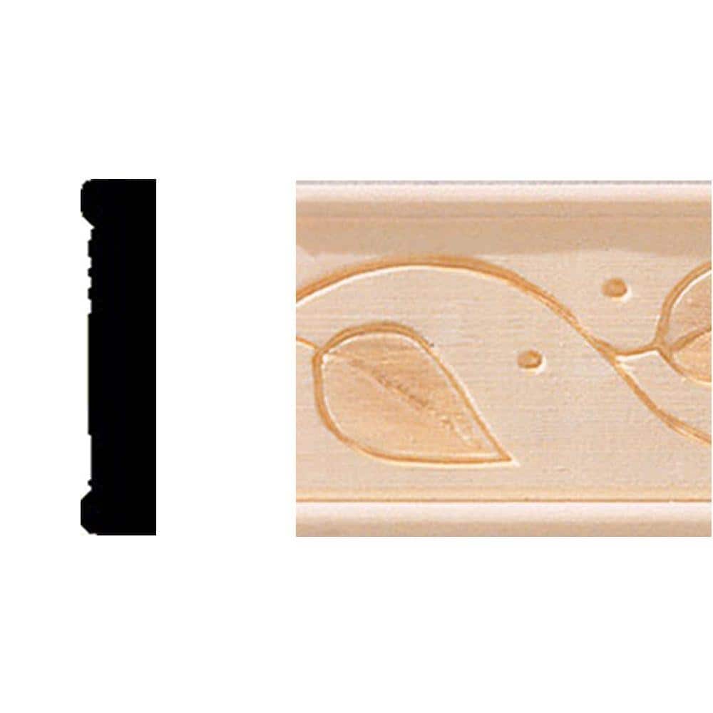 HOUSE OF FARA 3/8 in. x 1-3/4 in. x 4 ft. Unfinished Hardwood Embossed Vine Panel Drip Cap Moulding (1)