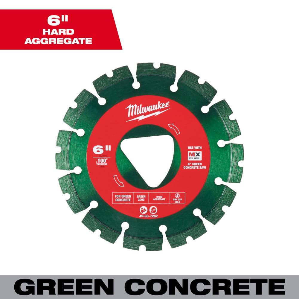 Milwaukee Green 6 in. x .100 in. Green Concrete Cutting Segmented Rim Diamond Blade (1-Pack) (1)