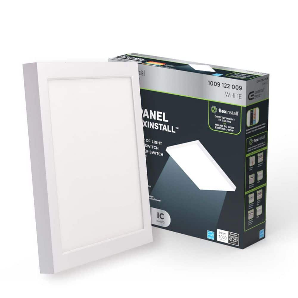 Commercial Electric Flex Install Panel 12 in. x 12 in. White Integrated LED Flat Panel Light with 5CCT (3)