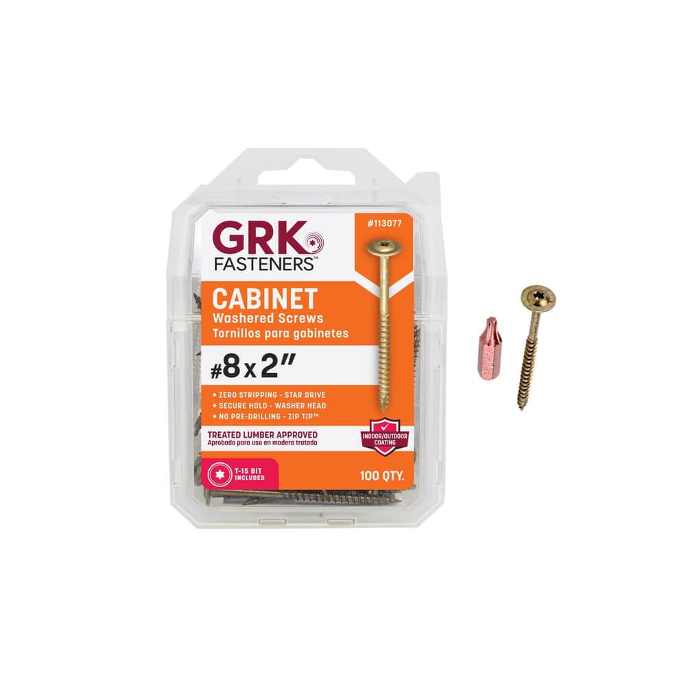 GRK Fasteners #8 x 2 in. Star Drive Low Profile Washer Head Cabinet Wood Screw (100-Piece per Pack) (1)