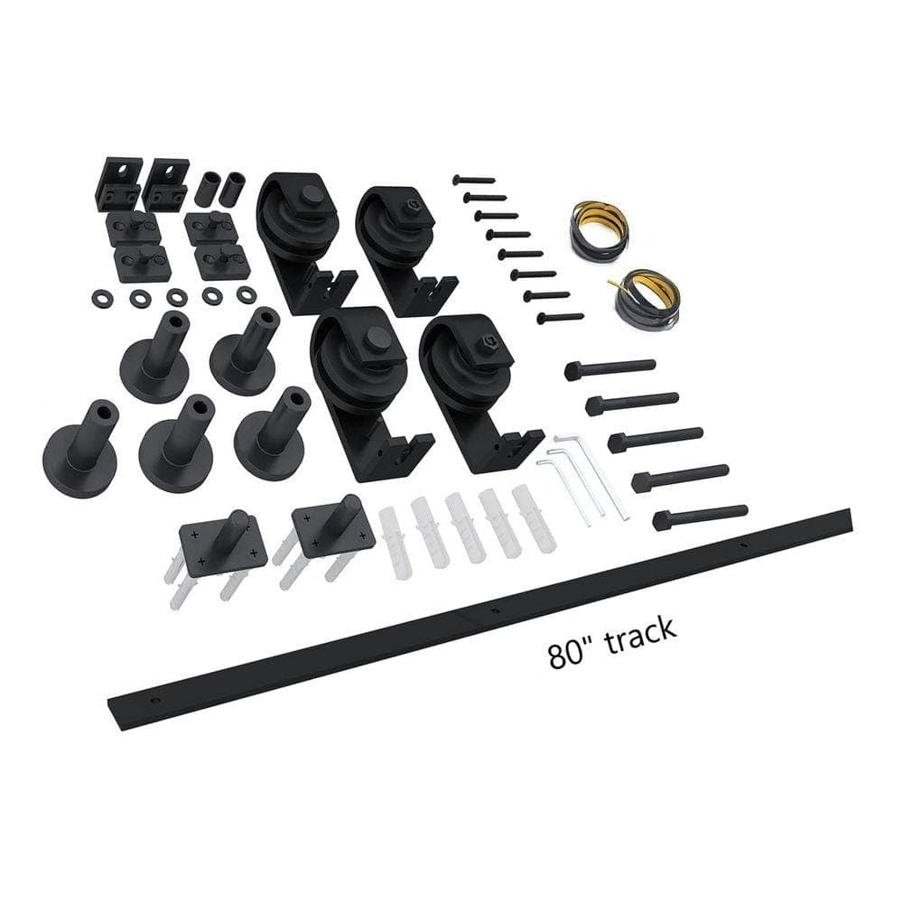 LUBANN 80 in. Black Bi-Fold Top Mount Sliding Barn Door Track and Hardware Kit
