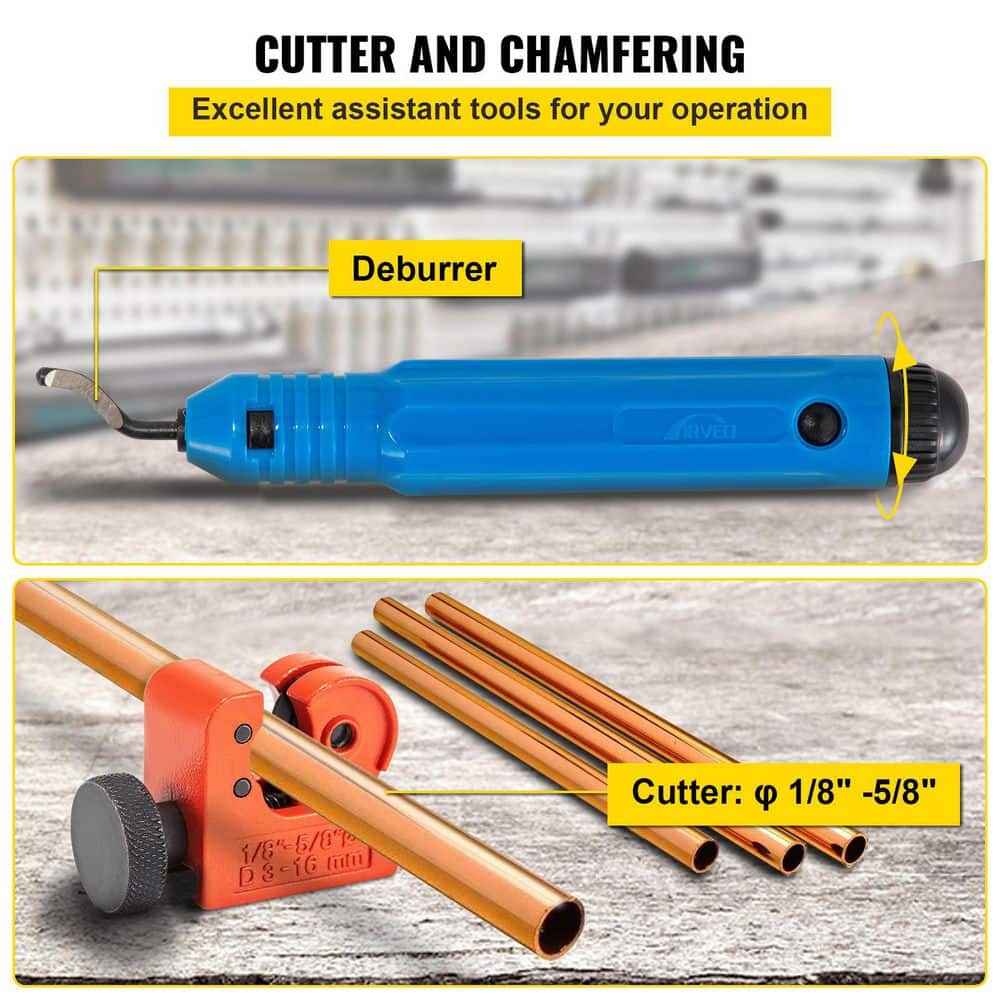 SKYSHALO 32 Pack Hydraulic Flaring Tool Kit, 45° Double Flaring Tool, Brake Repair Brake Flaring Tools for 3/16-1/2 in., Blue (3)