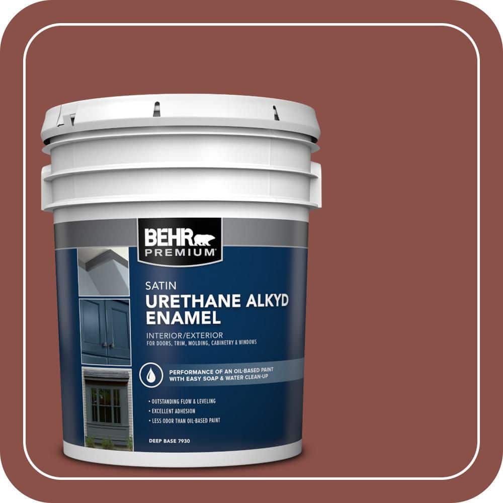 BEHR PREMIUM 5 gal. #S150-6 Spiced Berry Urethane Alkyd Satin Enamel Interior/Exterior Paint