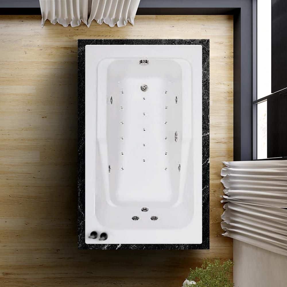 Comfortflo 66 in. x 42 in. Acrylic Rectangular Drop-in Whirlpool and Air Bathtub with Reversible Drain in White (3)