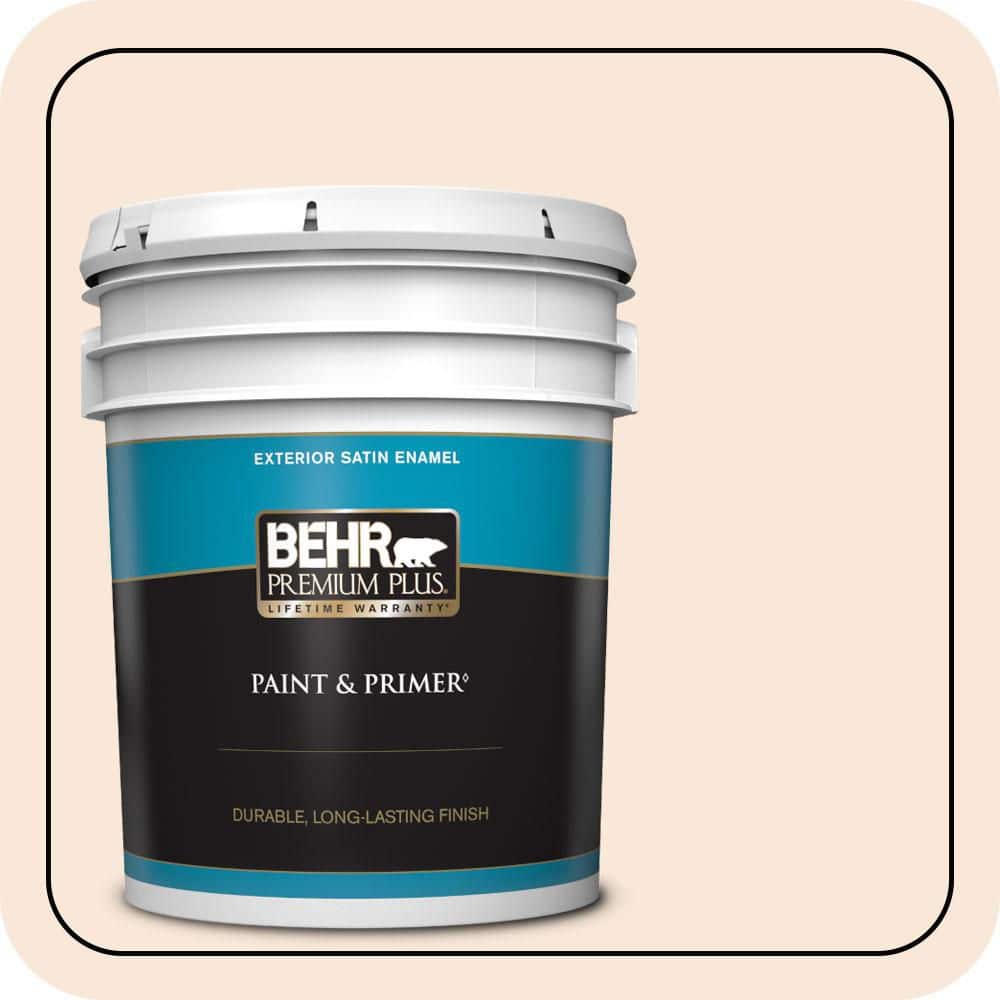 BEHR PREMIUM PLUS 5 gal. #RD-W14 Aria Ivory Satin Enamel Exterior Paint & Primer