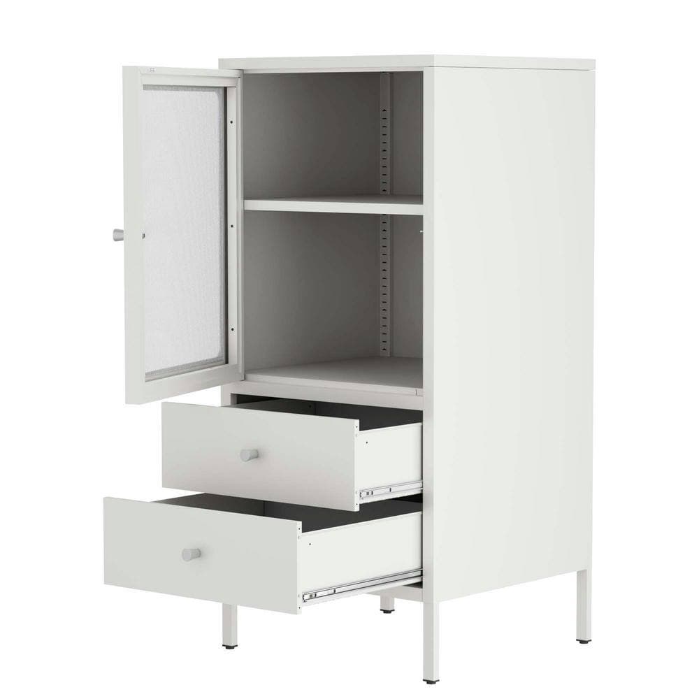 Unbranded 17.72 in. W x 15.75 in. D x 39.96 in. H White Linen Cabinet Metal Storage Locker Cabinet with 1 Doors and 2 Drawers (3)