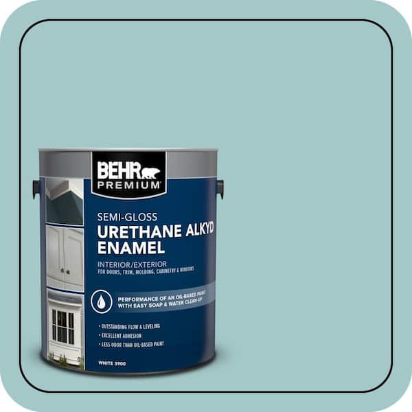BEHR PREMIUM 1 gal. #PPU13-10 Ocean Boulevard Urethane Alkyd Semi-Gloss Enamel Interior/Exterior Paint (2)