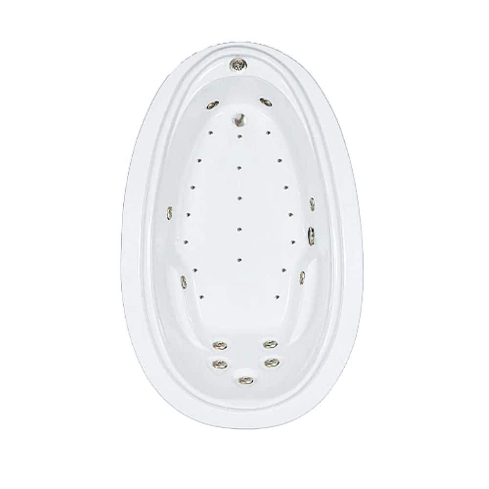 Comfortflo Premier 72 in. x 44 in. Acrylic Oval Drop-in Whirlpool and Air Bathtub with Reversible Drain in White (1)
