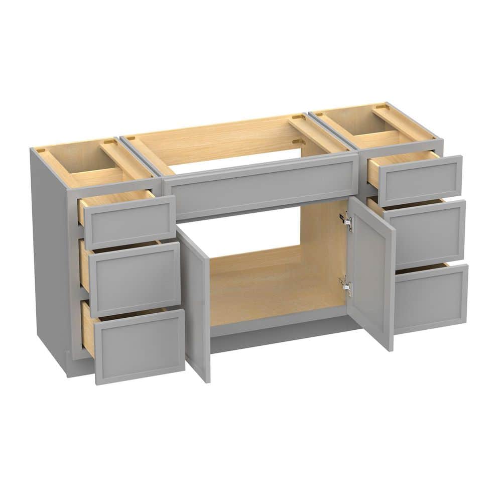 Vanity Art Colton 2-Door and 6-Drawer Freestanding Shaker Bathroom Vanity Cabinet (No Top) — Unassembled (4)