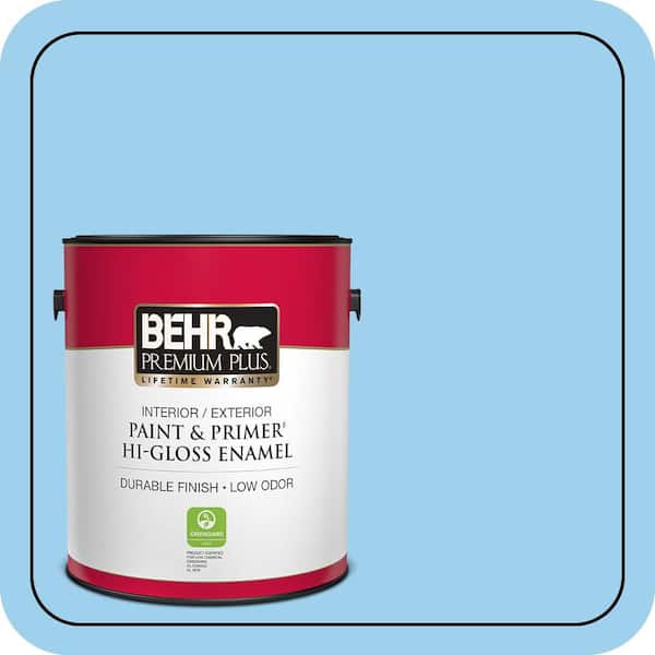 BEHR PREMIUM PLUS 1 gal. #P500-3 Spa Blue Hi-Gloss Enamel Interior/Exterior Paint & Primer (2)