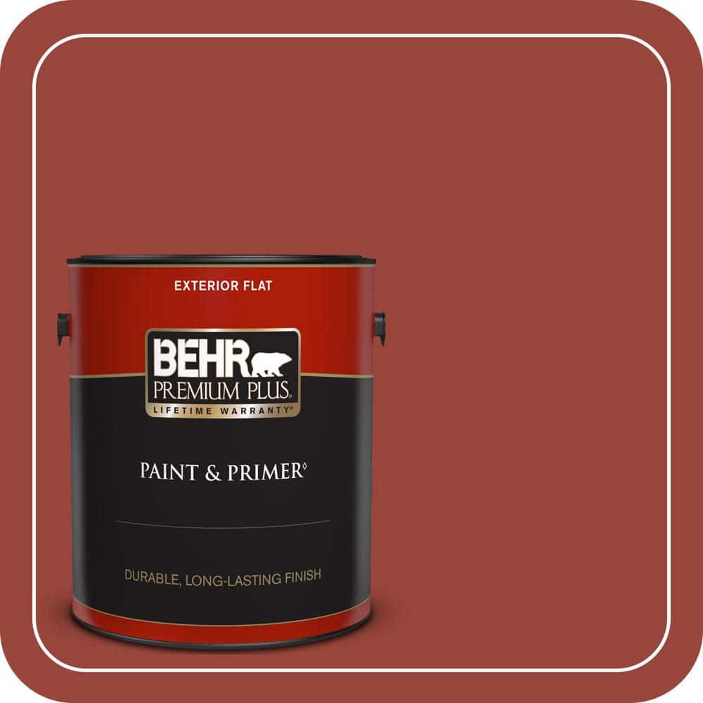 BEHR PREMIUM PLUS 1 gal. #S-H-190 Antique Red Flat Exterior Paint & Primer