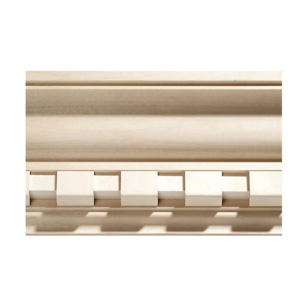 Ornamental Mouldings 1707-8FTWHW .843 in. D X 4.5 in. W X 96 in. L Unfinished White Hardwood Dentil Crown Moulding (1)