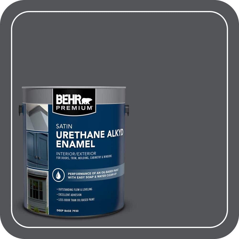 BEHR PREMIUM 1 gal. #N510-6 Orion Gray Urethane Alkyd Satin Enamel Interior/Exterior Paint (1)