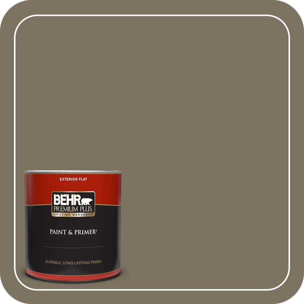 BEHR PREMIUM PLUS 1 qt. #N320-6A Ash Brown Flat Exterior Paint and Primer