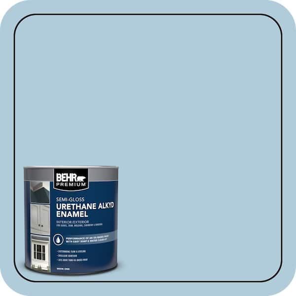 BEHR PREMIUM 1 qt. #S500-2 Essex Blue Semi-Gloss Enamel Urethane Alkyd Interior/Exterior Paint (2)