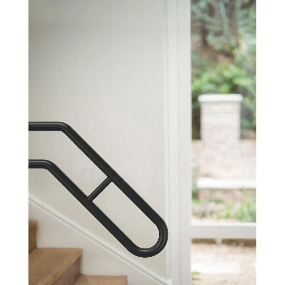 Unbranded 2.15 ft. Black Metal Handrail Wall Mount Grab Bar for Outdoor 1 to 3 Steps Stairs Garage Porch Garden 1-Piece (2)