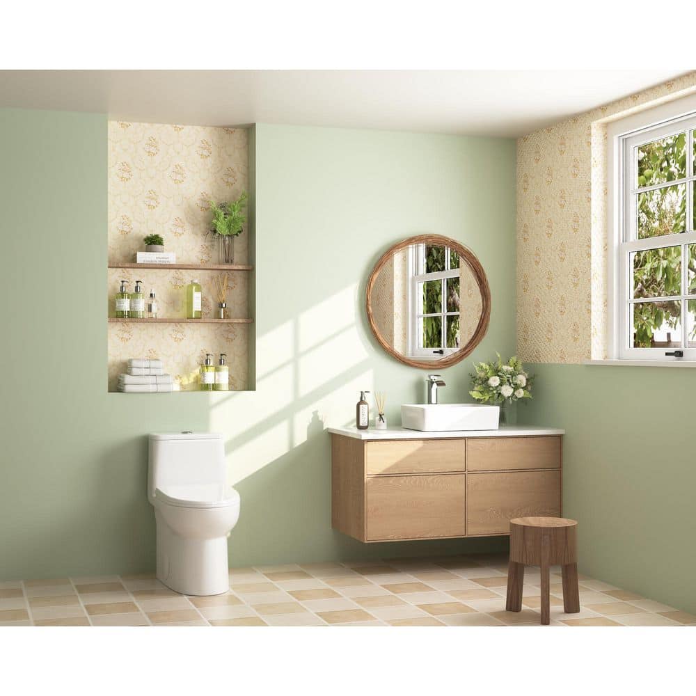 DEERVALLEY Ursa 12 in. Rough In 1-Piece 1.1/1.6 GPF Dual Flush Elongated ADA Compliant Height Toilet in White with Soft Closed Seat (2)