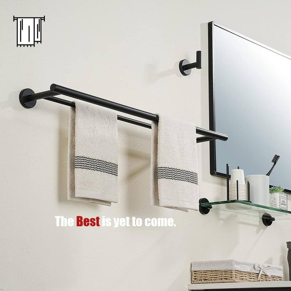 Dyiom Double Towel Bar, Matte Black 24 In. 304 Stainless Steel Thicken 0.8mm Bath Towel Rack for Bathroom (3)