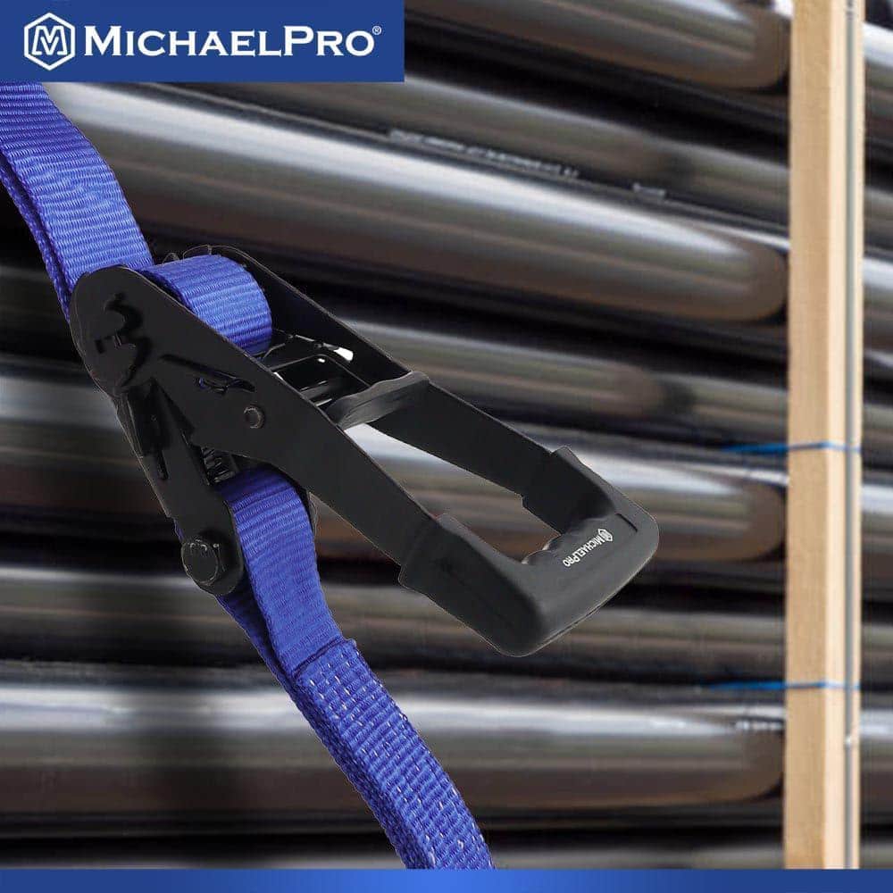 MICHAELPRO 2" x 27' Ratchet Tie Down Strap with J-Hook Safety Latches (3)