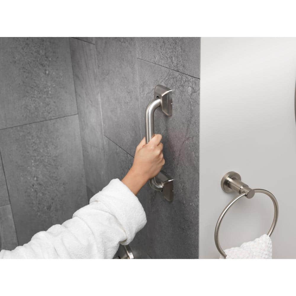 Glacier Bay 9 in. L x 2.5 in. Grab Bar in Brushed Stainless Steel (4)